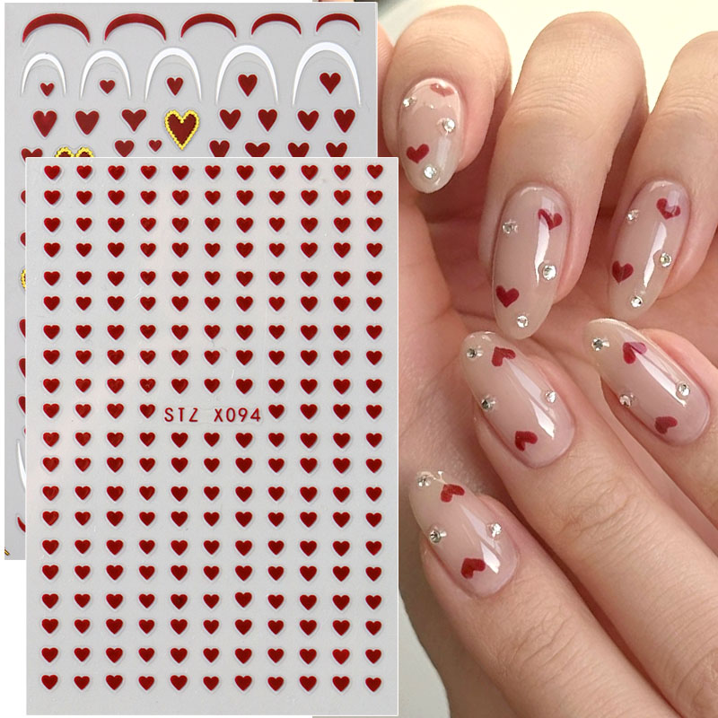 Nail Art Valentines Day - 2pcs Mini Love Heart Nail Art