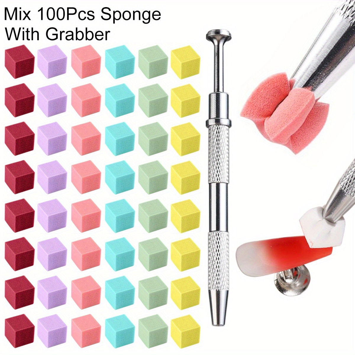 Nail Art Brush Set - 1/50/100Pcs Square Nail Art Sponge Set
