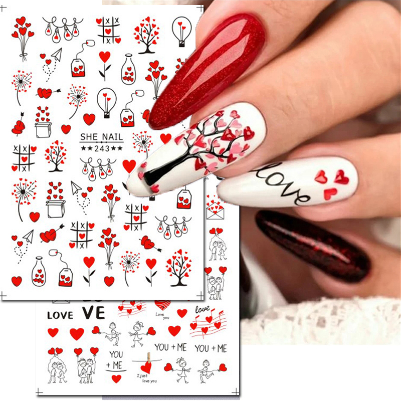 Nail Art Valentines Day - 3d Nail Art Sliders Stickers Valentine
