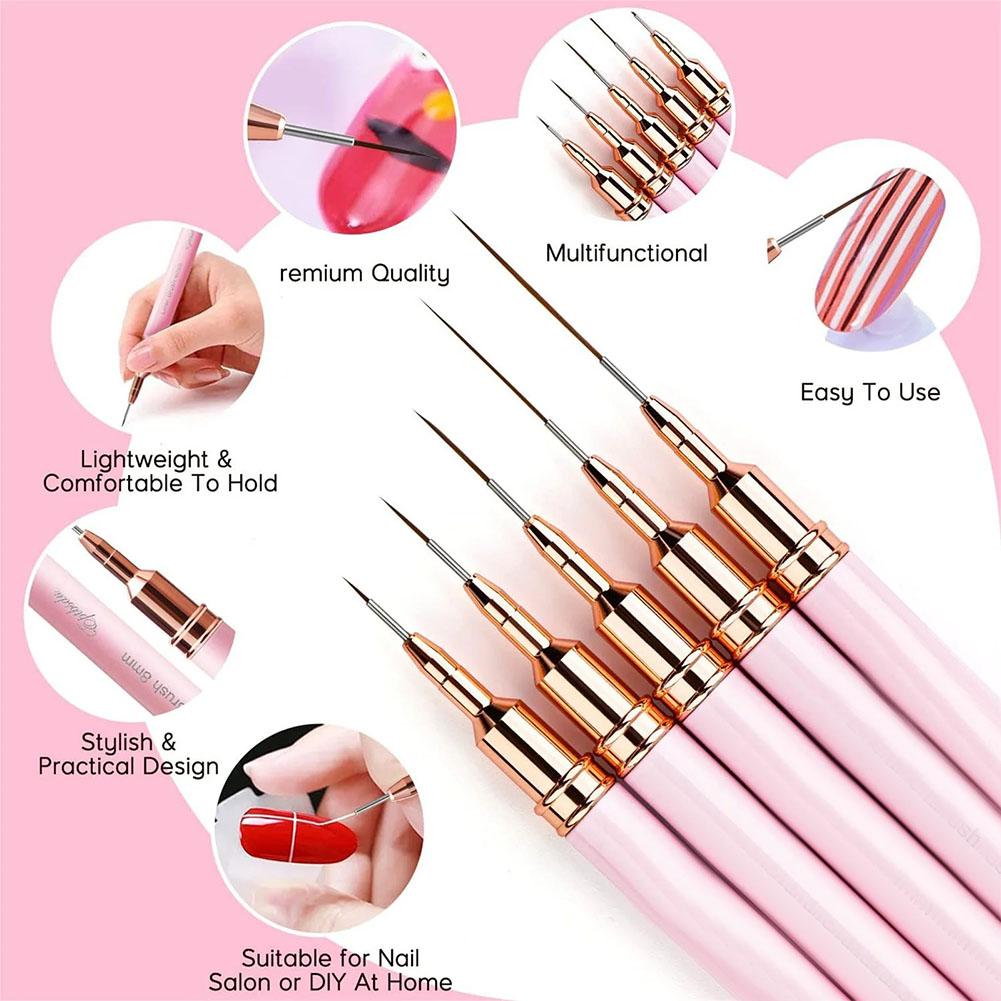 Nail Art Brush Set - 5pcs Nail Art Liner Brush Set