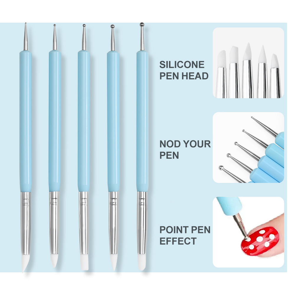 Nail Art Brush Set - 1/3/5/6/pcs/set Nail Art Brush-Silicone Sculpting Dotting