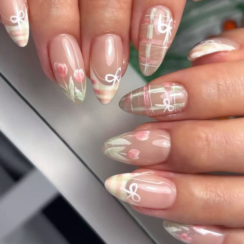 24pcs Bow False Nails Sets Pre - огляд і ціна Nail Art Valentines Day