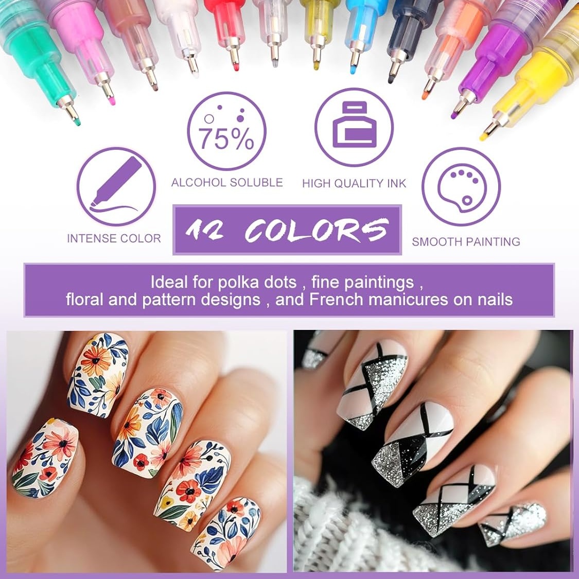 12-Color Nail Art Pen Set, Nai - огляд і ціна Nail Art Brush Set