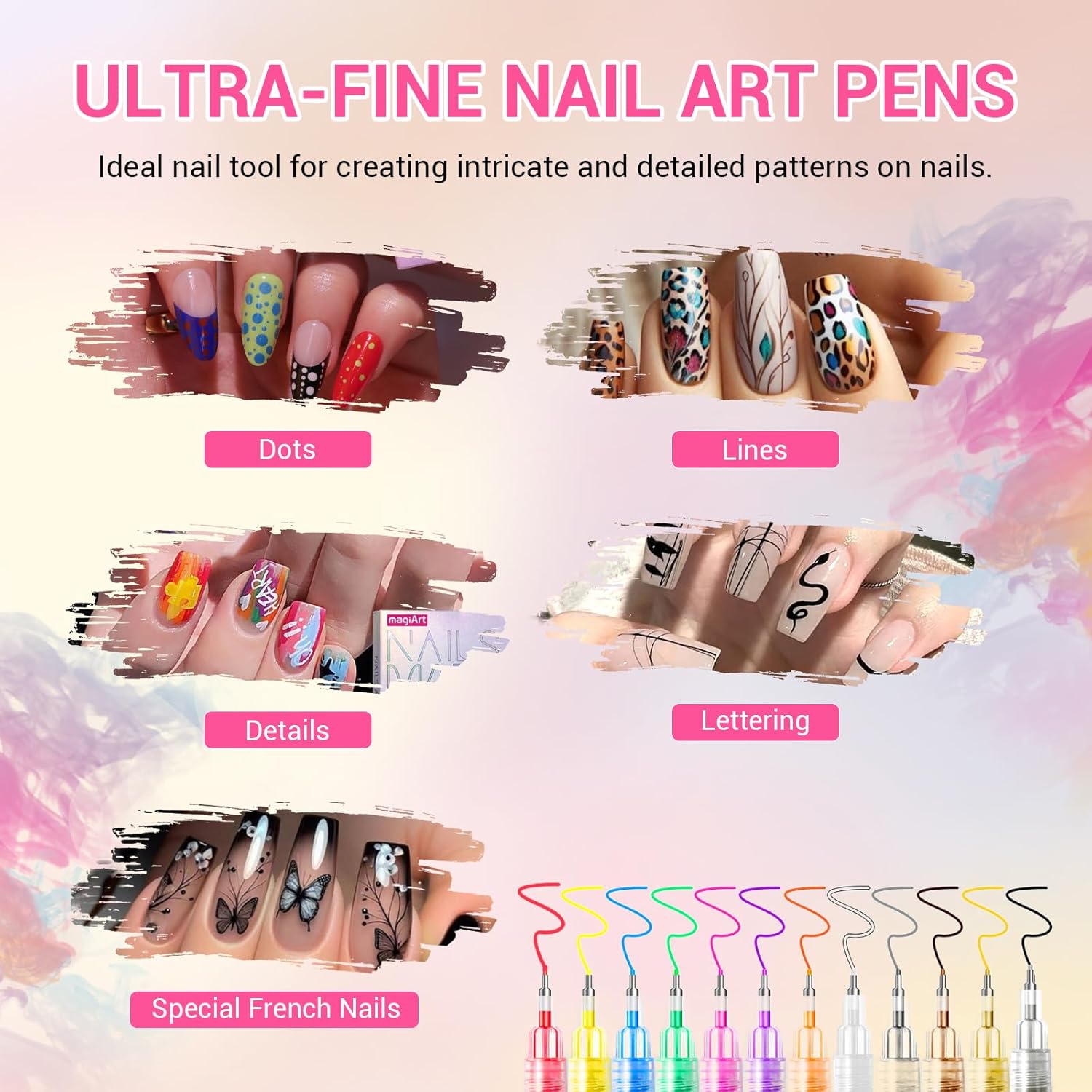 12-Color Nail Art Pen Set, Nai - огляд і ціна Nail Art Brush Set