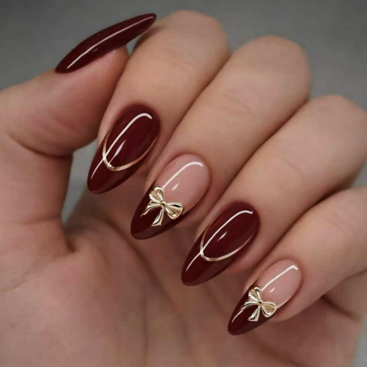 24Pcs Retro Wine Red French Al - огляд і ціна Nail Art Red Wine