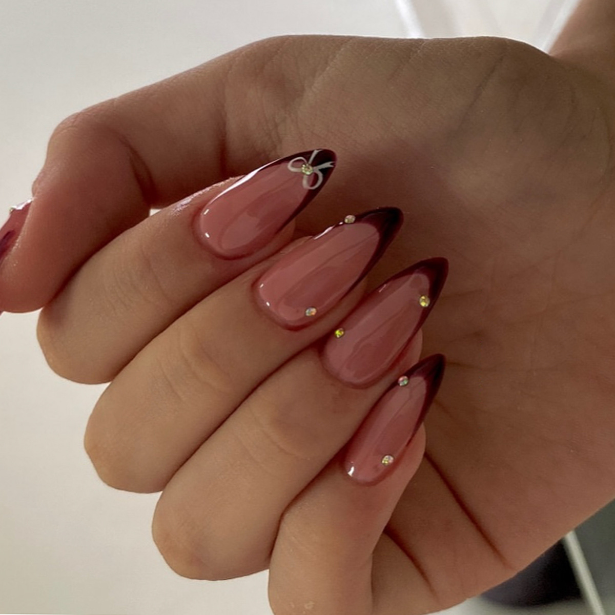 24Pcs Retro Wine Red French Al - огляд і ціна Nail Art Red Wine