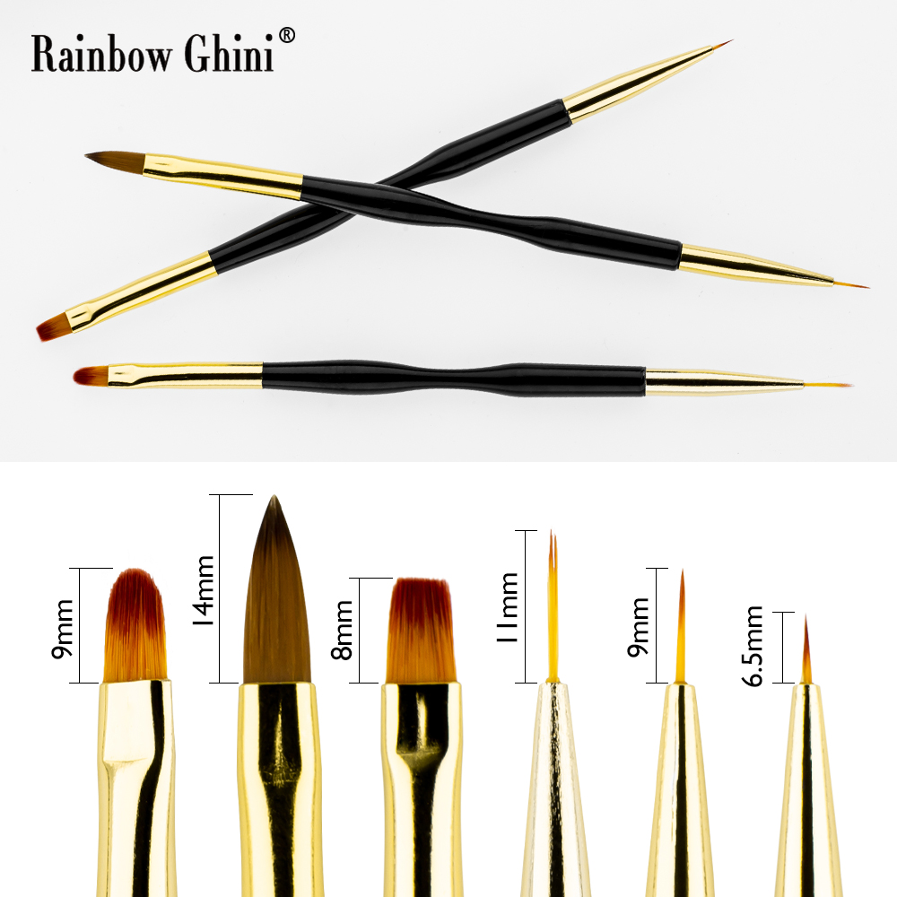 Rainbow Ghini 3Pcs/Set Dual He - огляд і ціна Nail Art Brush Set