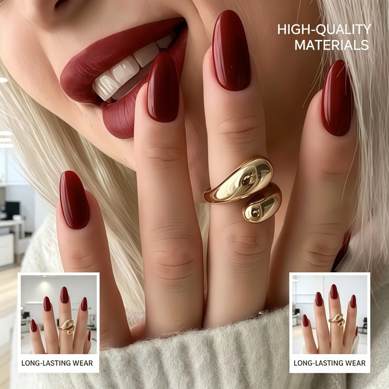 2026 New 24PCS Solid color win - огляд і ціна Nail Art Red Wine