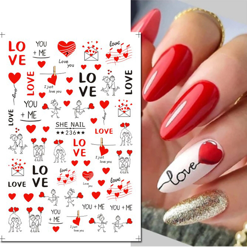 3d Nail Art Sliders Stickers V - огляд і ціна Nail Art Valentines Day