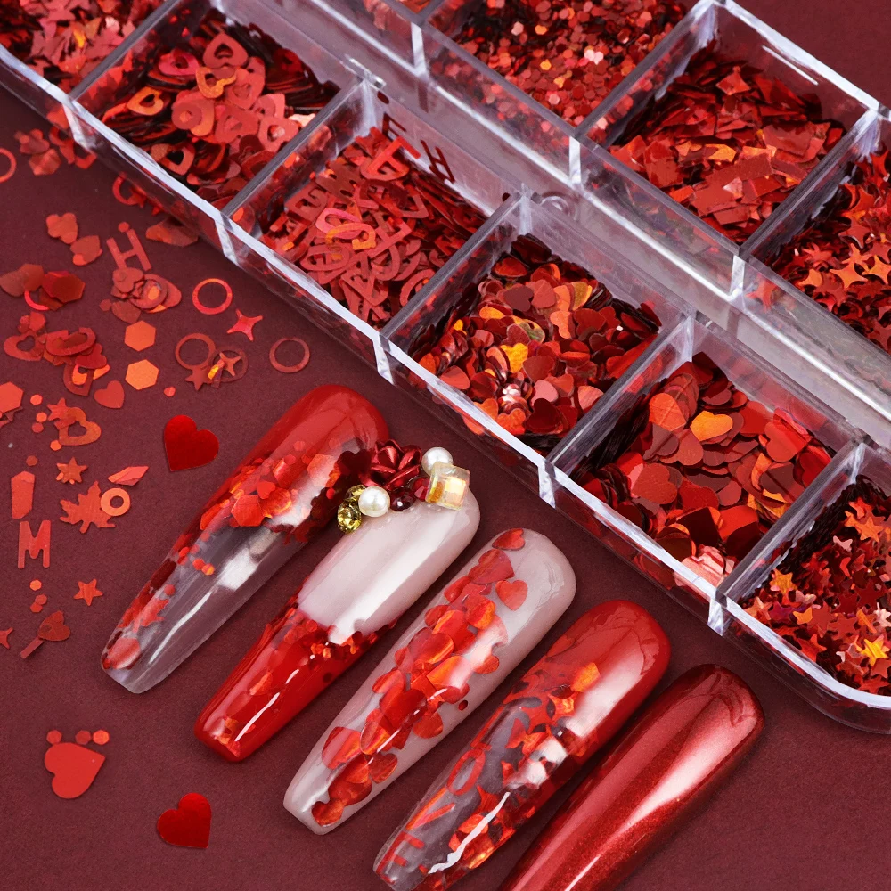 Holographic Red Nail Art Glitt - огляд і ціна Nail Art Valentines Day