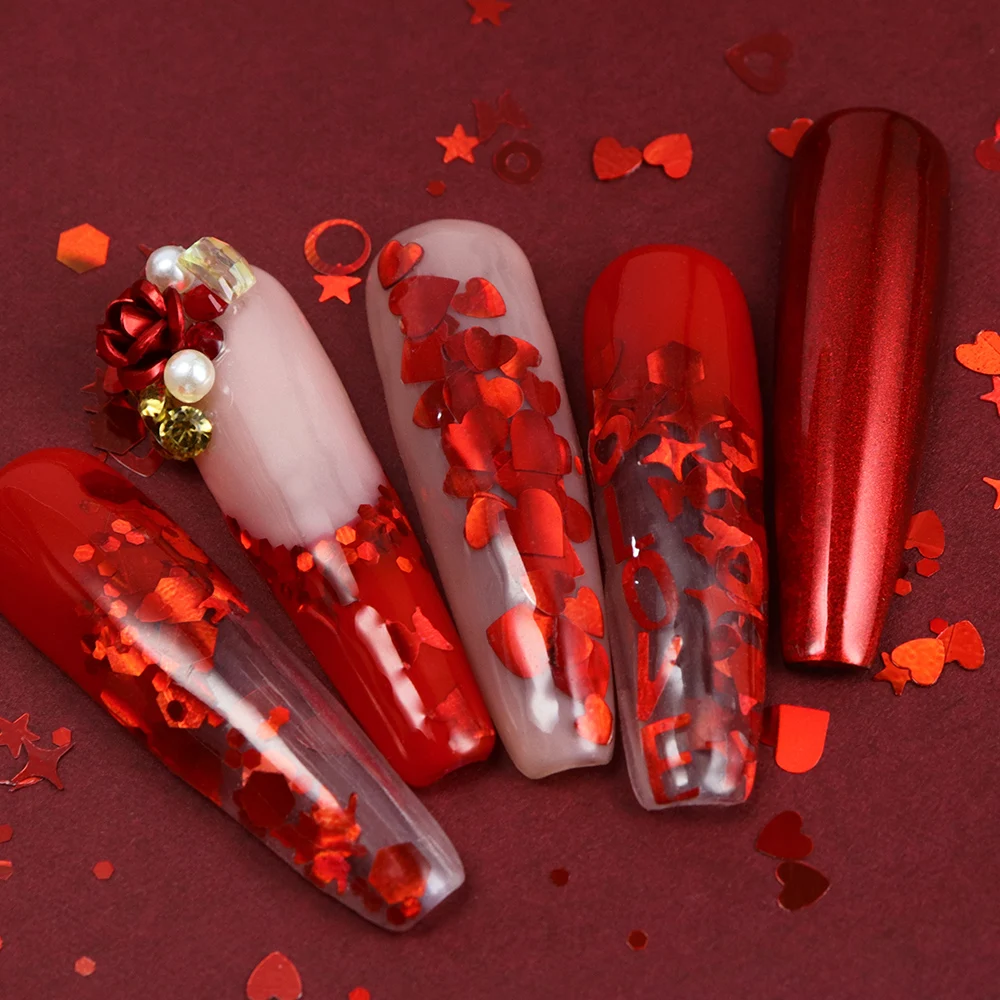 Holographic Red Nail Art Glitt - огляд і ціна Nail Art Valentines Day