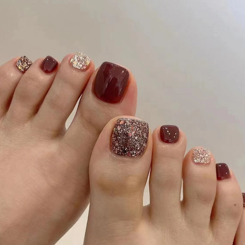 24pcs Wine Red Short Square He - огляд і ціна Nail Art Red Wine