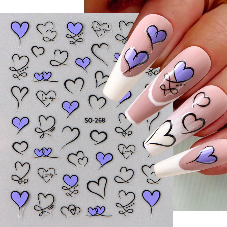 3pcs Y2K Gold Wave Line Heart  - огляд і ціна Nail Art Valentines Day