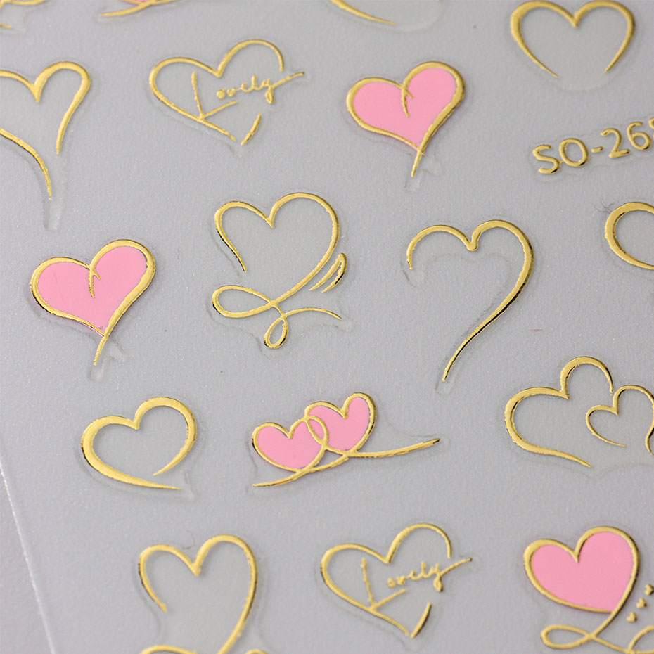 3pcs Y2K Gold Wave Line Heart  - огляд і ціна Nail Art Valentines Day