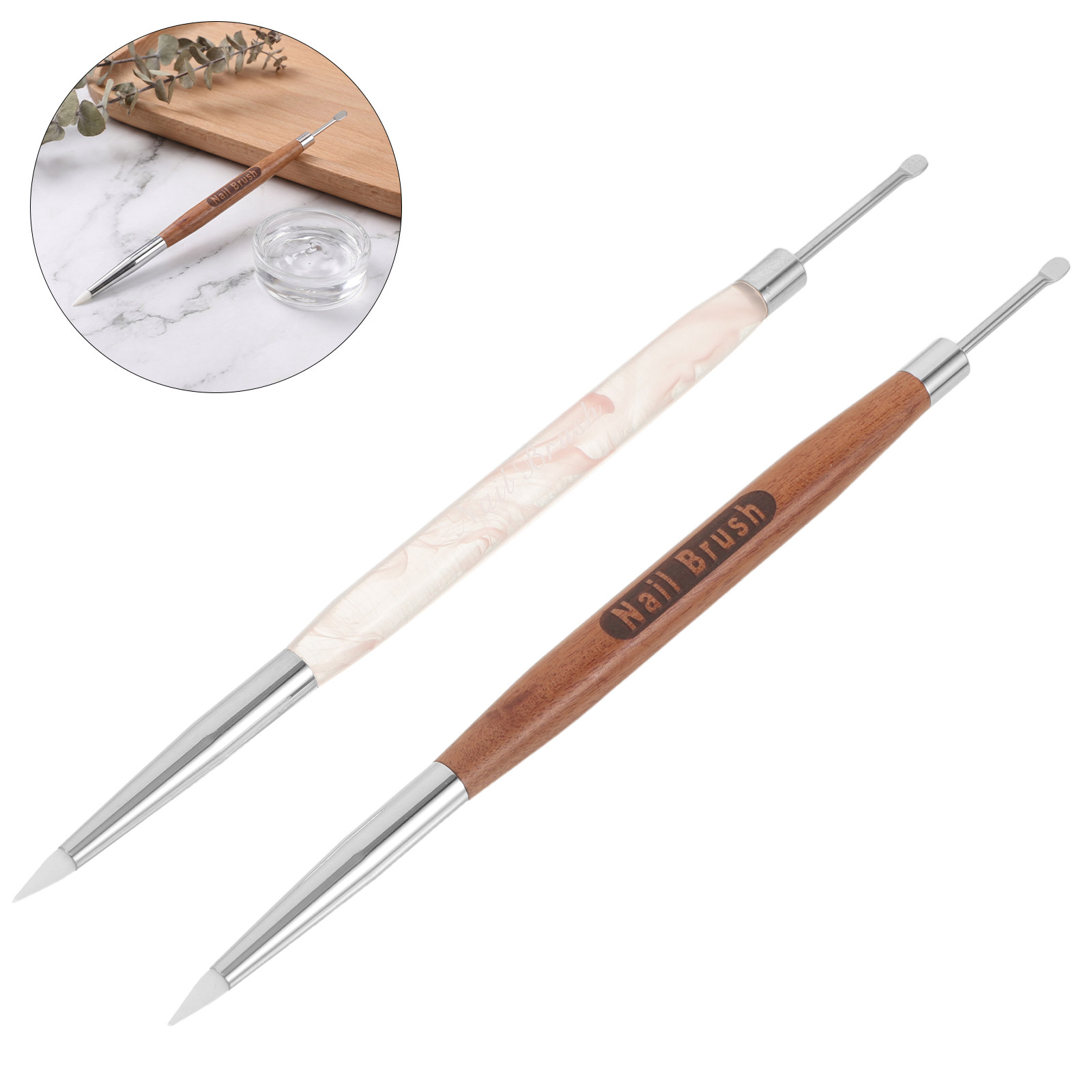 2Pcs Dual-Ended Nail Art Pen N - огляд і ціна Nail Art Brush Set